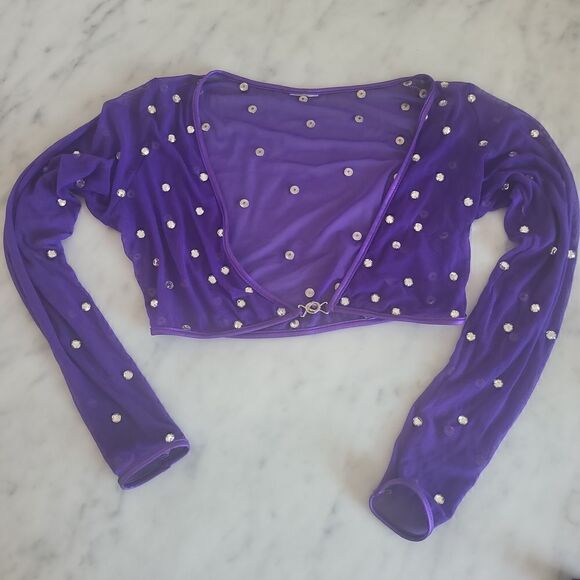 Crop top with matching skirt with rhinestones size S - Picture 3 of 7